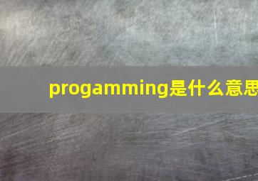 progamming是什么意思