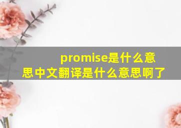 promise是什么意思中文翻译是什么意思啊了