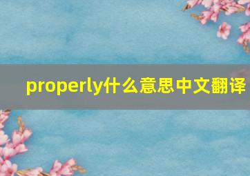 properly什么意思中文翻译