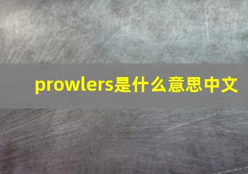 prowlers是什么意思中文