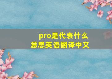 pro是代表什么意思英语翻译中文