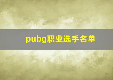 pubg职业选手名单