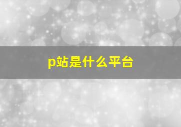 p站是什么平台