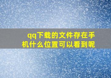 qq下载的文件存在手机什么位置可以看到呢