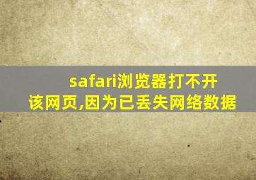 safari浏览器打不开该网页,因为已丢失网络数据