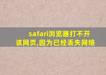 safari浏览器打不开该网页,因为已经丢失网络