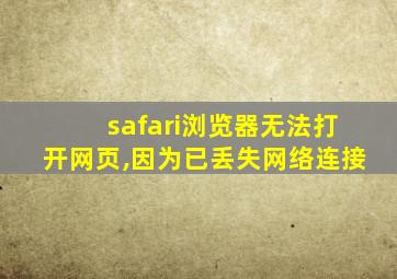 safari浏览器无法打开网页,因为已丢失网络连接