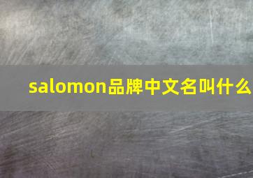 salomon品牌中文名叫什么