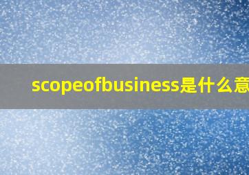 scopeofbusiness是什么意思