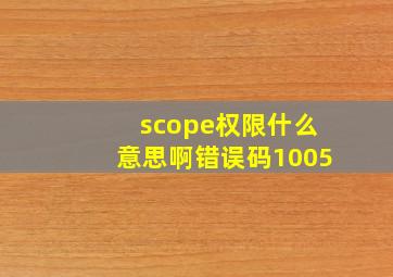 scope权限什么意思啊错误码1005