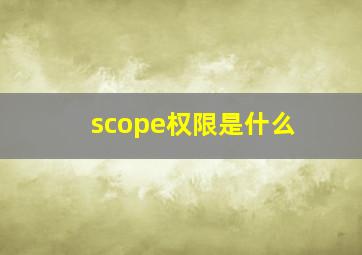 scope权限是什么