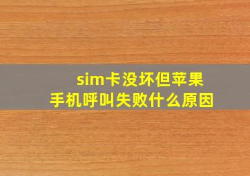 sim卡没坏但苹果手机呼叫失败什么原因