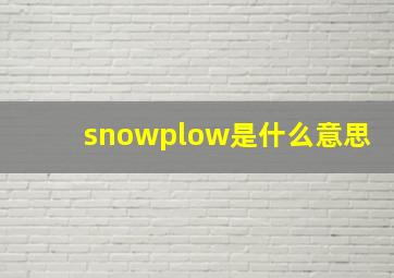 snowplow是什么意思