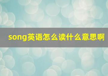 song英语怎么读什么意思啊