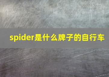 spider是什么牌子的自行车