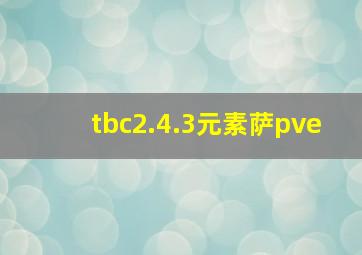 tbc2.4.3元素萨pve