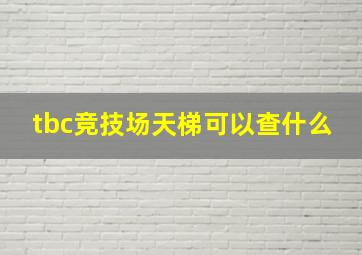 tbc竞技场天梯可以查什么