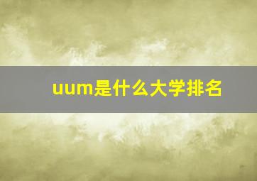 uum是什么大学排名