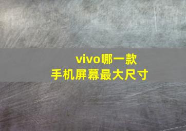 vivo哪一款手机屏幕最大尺寸