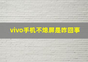 vivo手机不熄屏是咋回事