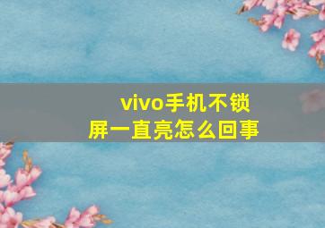 vivo手机不锁屏一直亮怎么回事