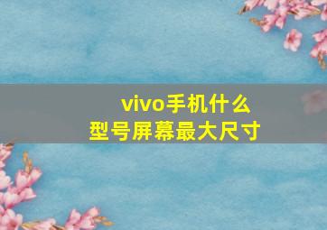 vivo手机什么型号屏幕最大尺寸