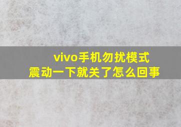 vivo手机勿扰模式震动一下就关了怎么回事