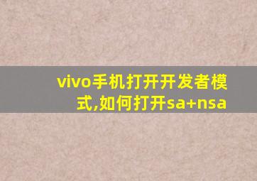 vivo手机打开开发者模式,如何打开sa+nsa