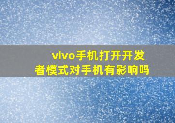 vivo手机打开开发者模式对手机有影响吗