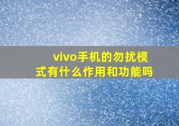 vivo手机的勿扰模式有什么作用和功能吗