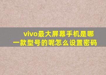 vivo最大屏幕手机是哪一款型号的呢怎么设置密码