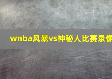 wnba风暴vs神秘人比赛录像