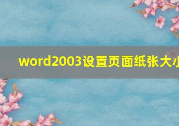 word2003设置页面纸张大小