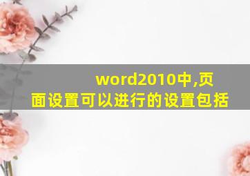 word2010中,页面设置可以进行的设置包括