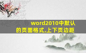 word2010中默认的页面格式,上下页边距