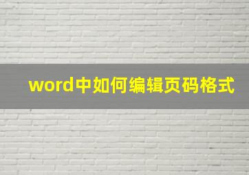 word中如何编辑页码格式