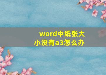 word中纸张大小没有a3怎么办