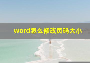 word怎么修改页码大小