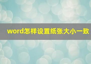 word怎样设置纸张大小一致