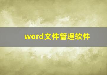 word文件管理软件