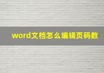 word文档怎么编辑页码数