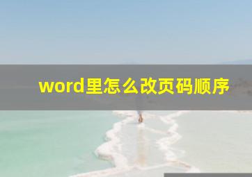 word里怎么改页码顺序