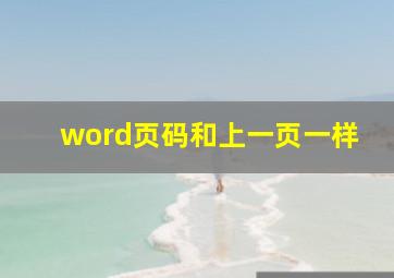 word页码和上一页一样