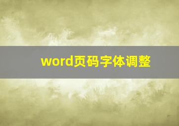 word页码字体调整