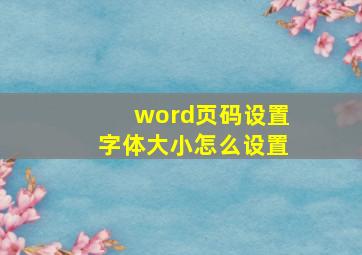 word页码设置字体大小怎么设置