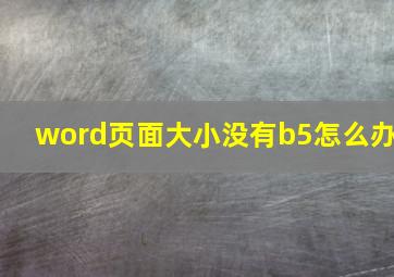 word页面大小没有b5怎么办