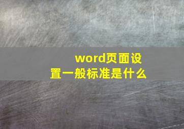 word页面设置一般标准是什么