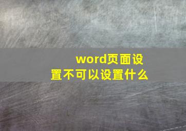 word页面设置不可以设置什么