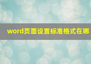 word页面设置标准格式在哪