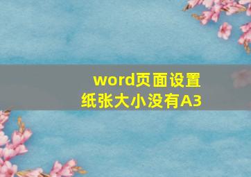 word页面设置纸张大小没有A3